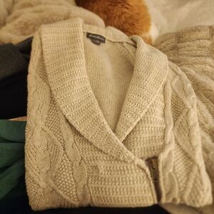 Sz 2XL Eddie Bauer zip front oatmeal colored cardigan